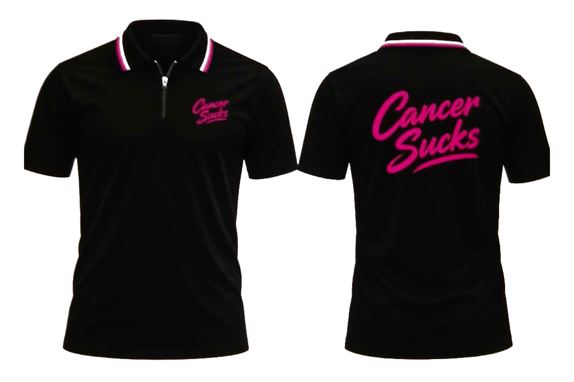 Cancer Sucks Zip Polo – Black & Pink